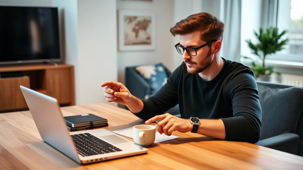 Person in their thirties reviewing investment portfolio on a laptop