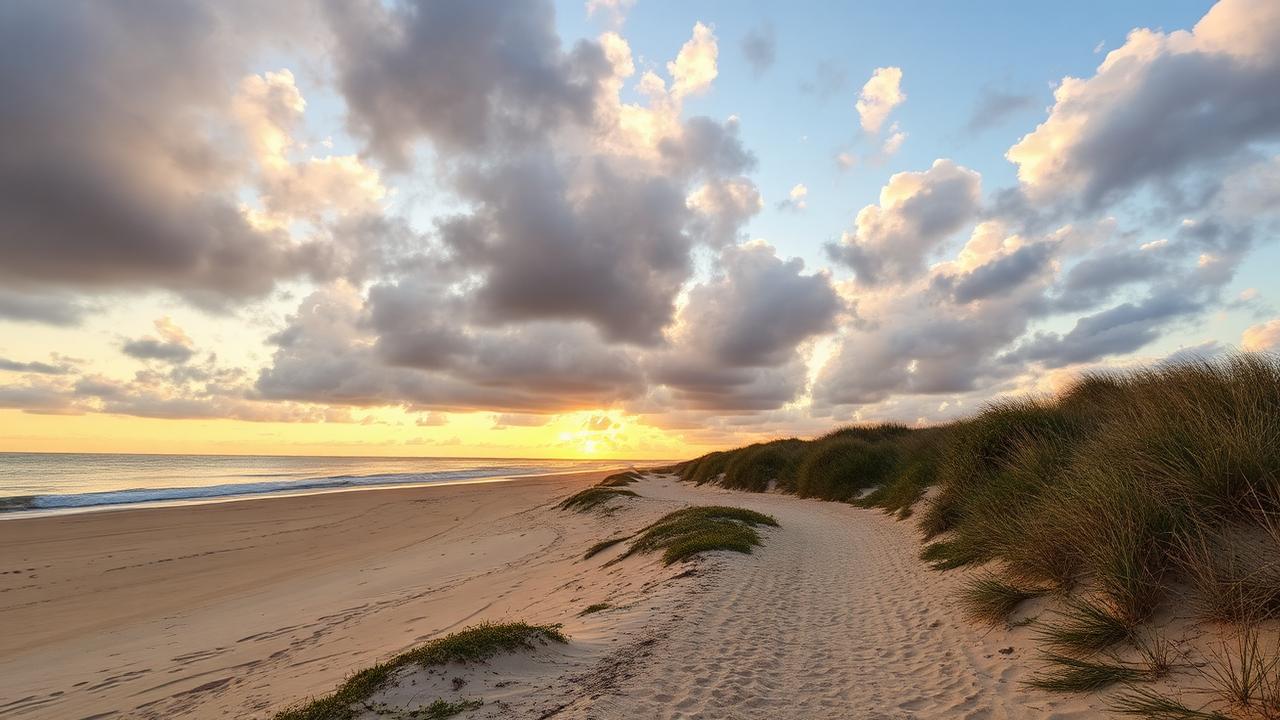 Beach path at sunrise representing financial independence