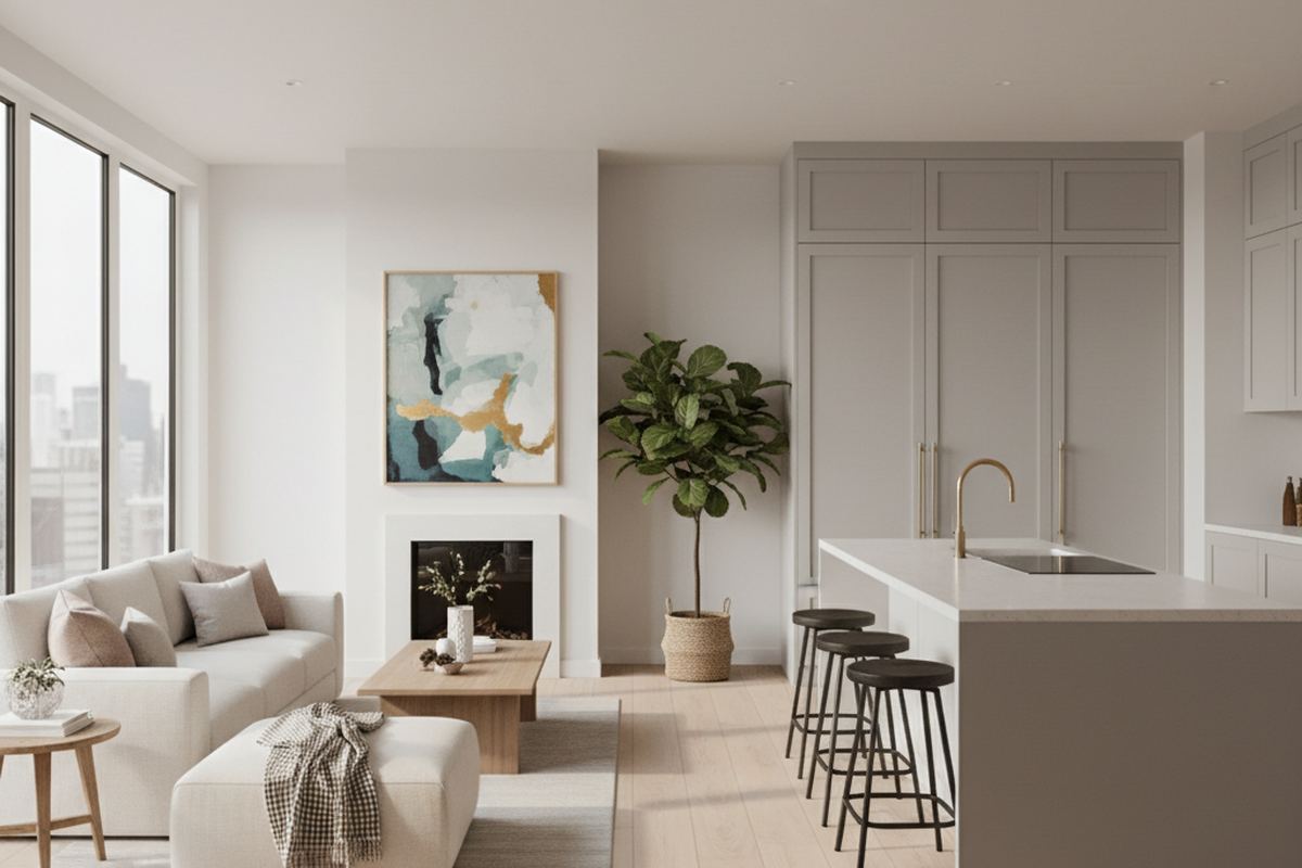 Open concept living kitchen space