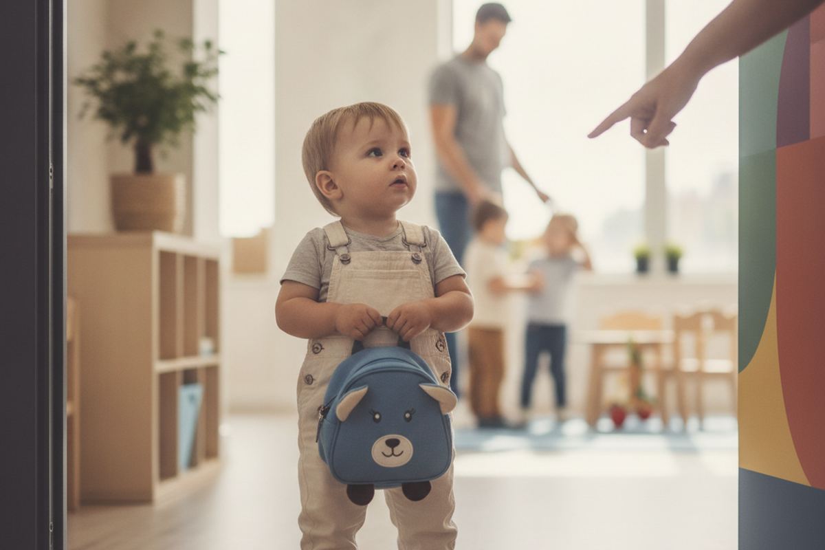 Toddler with a small backpack