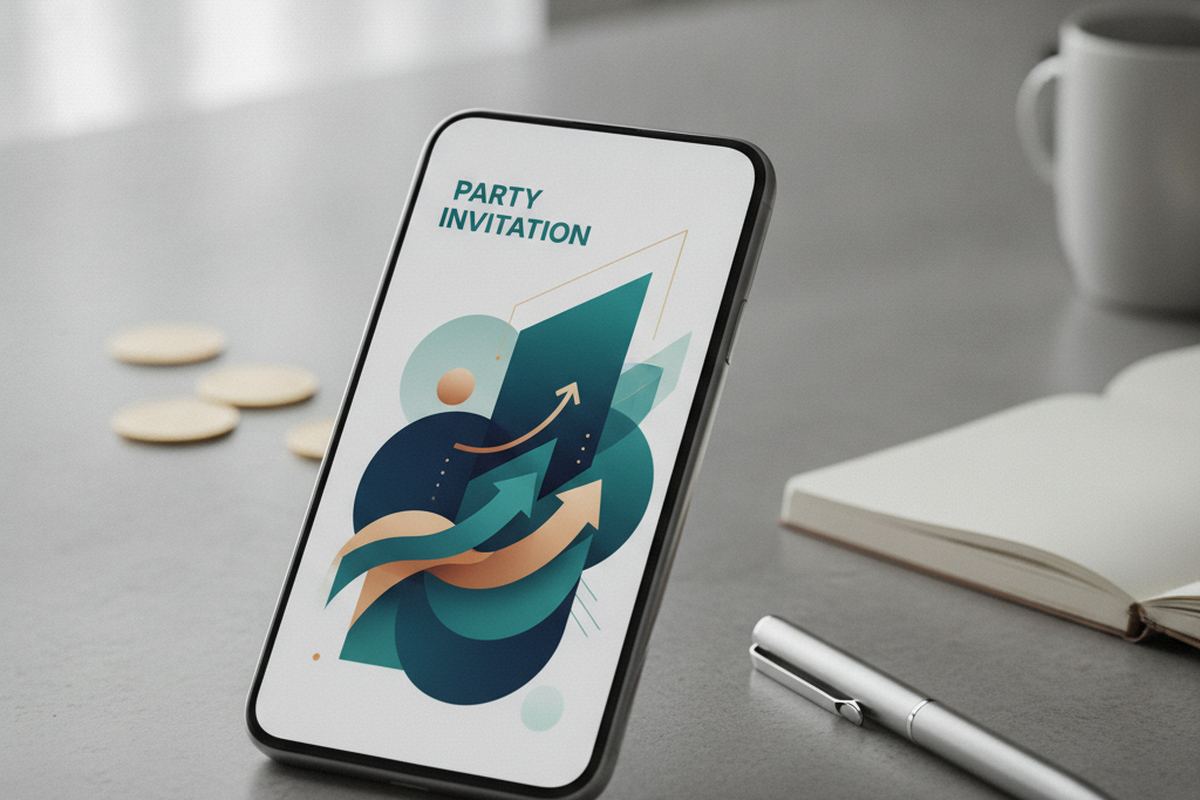 Party invite on phone screen