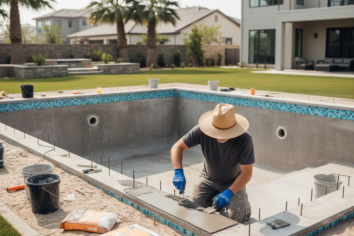 Homeowner working on pool project