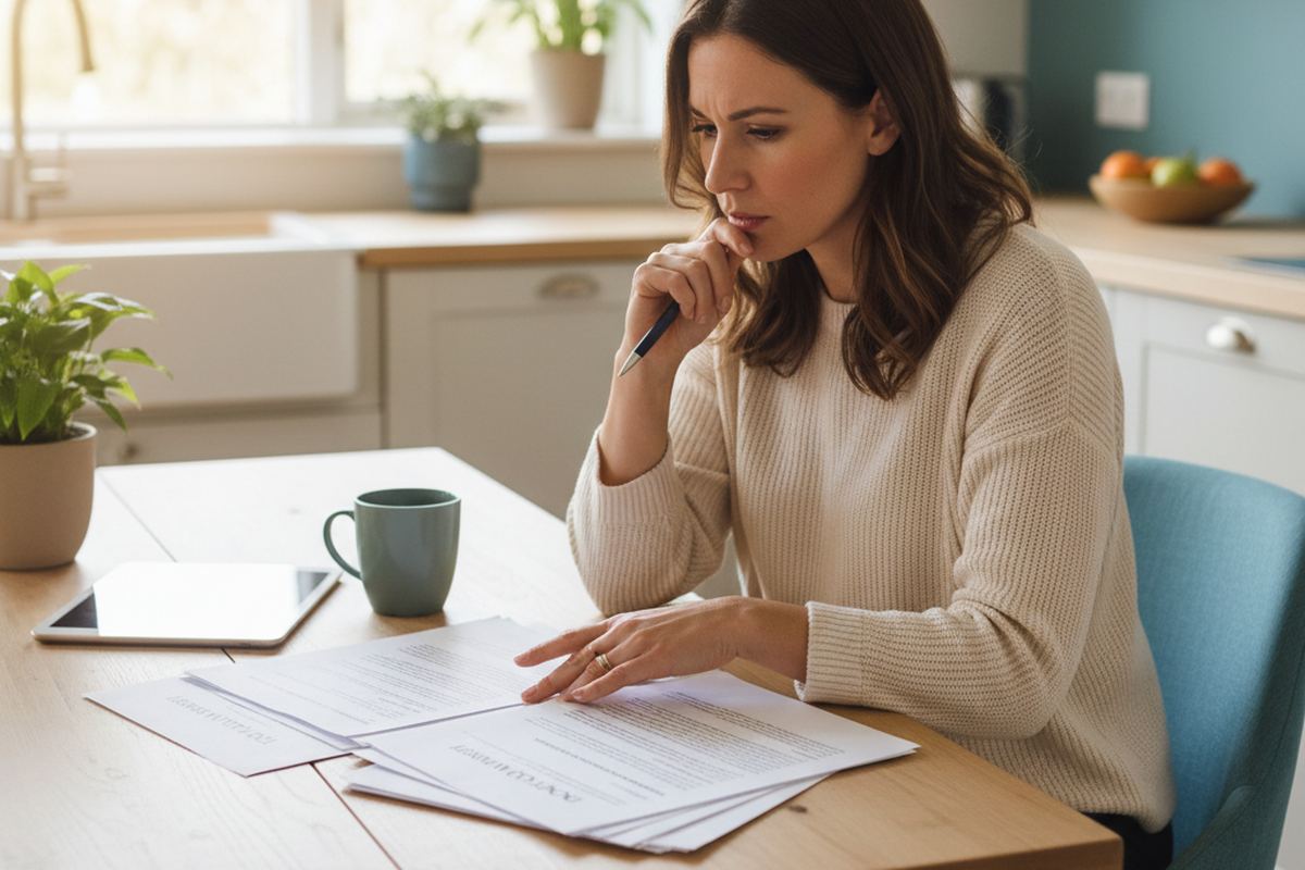 Homeowner reviewing loan paperwork