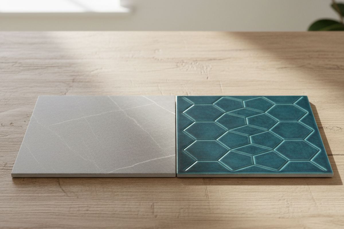 Porcelain and ceramic tile samples