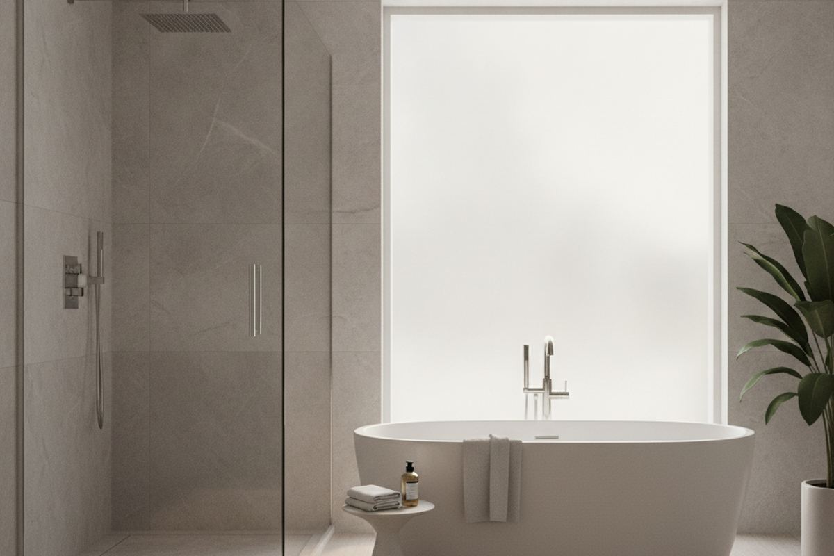 Primary bathroom with freestanding tub