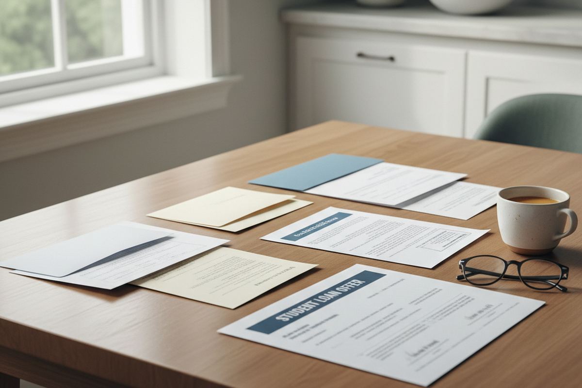 Refi offer letters on a table