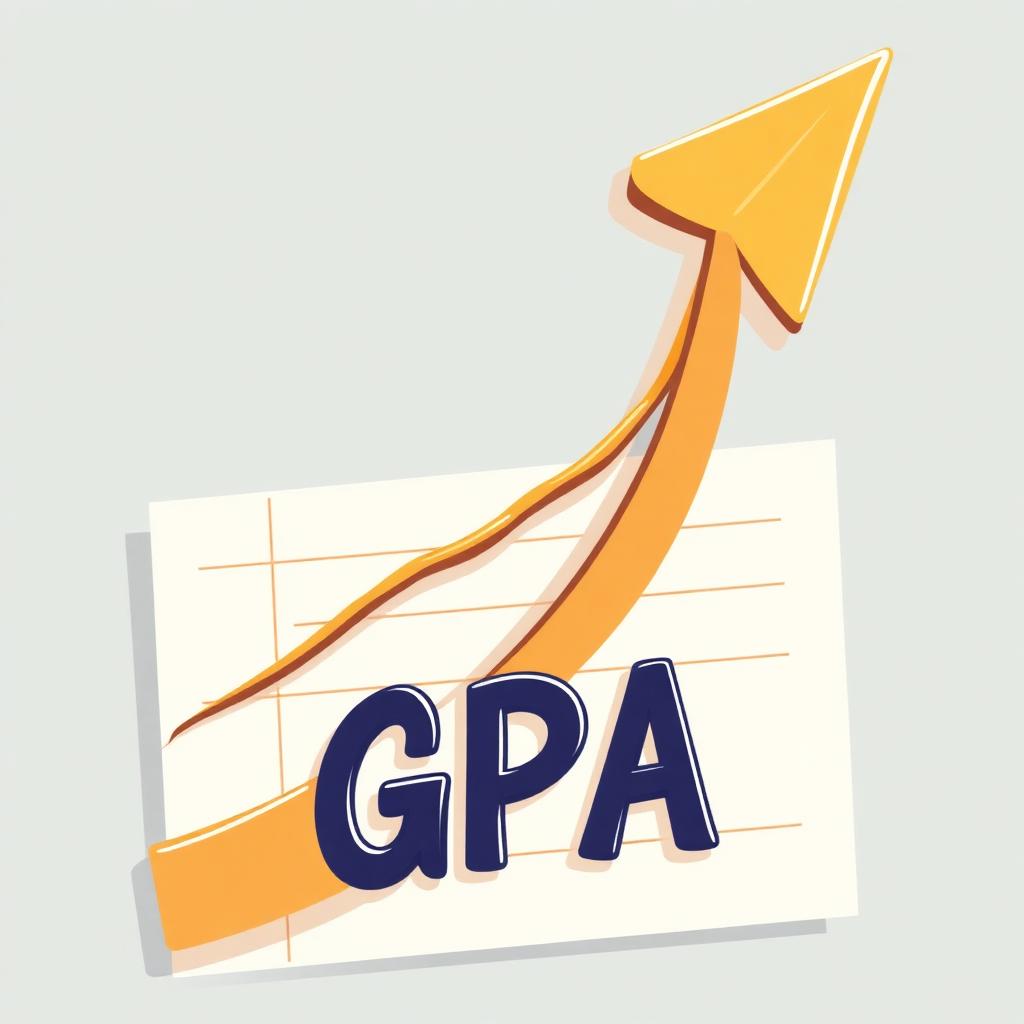 Upward arrow over a report card showing GPA improvement