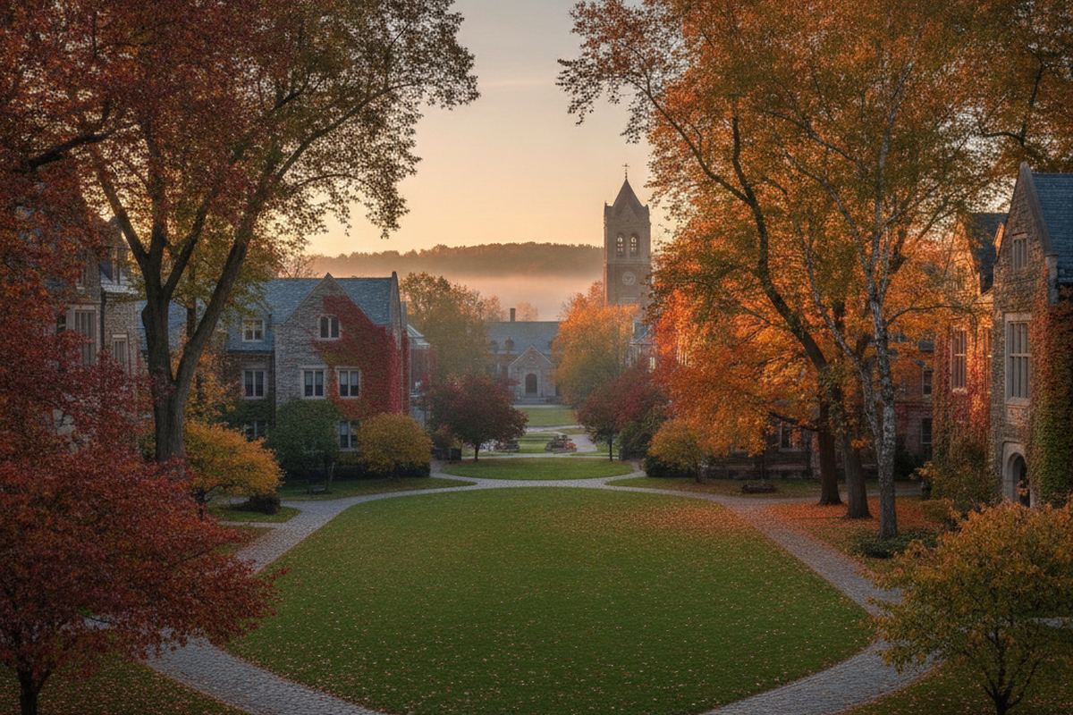 College campus in autumn