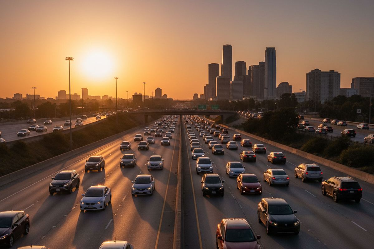 Highway traffic at rush hour