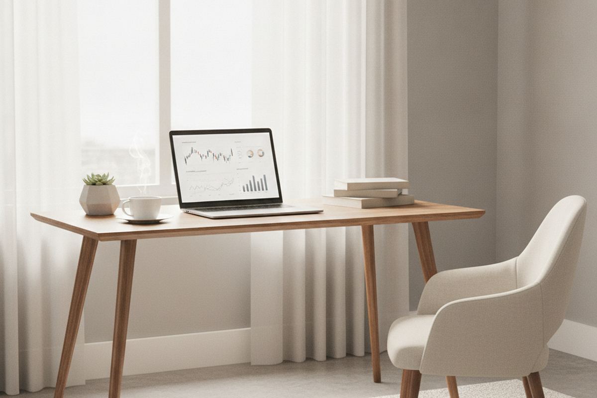 Home office with laptop