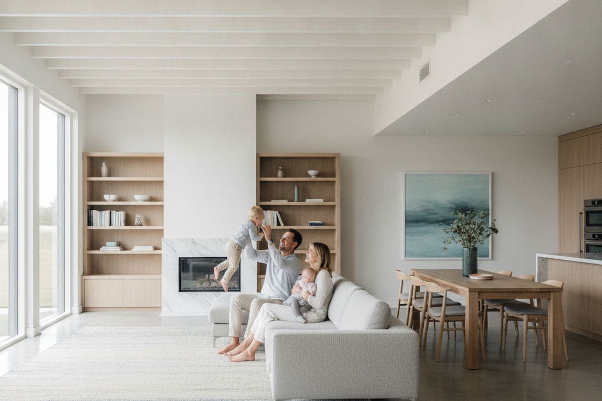 Family enjoying renovated home