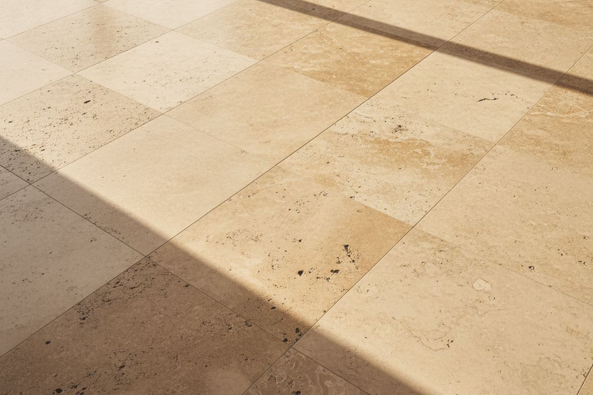 Natural stone travertine tile floor
