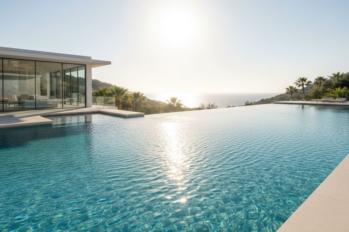 Saltwater pool with clear water