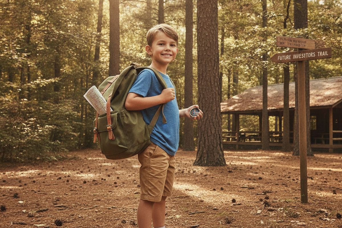 Kid at summer camp scene