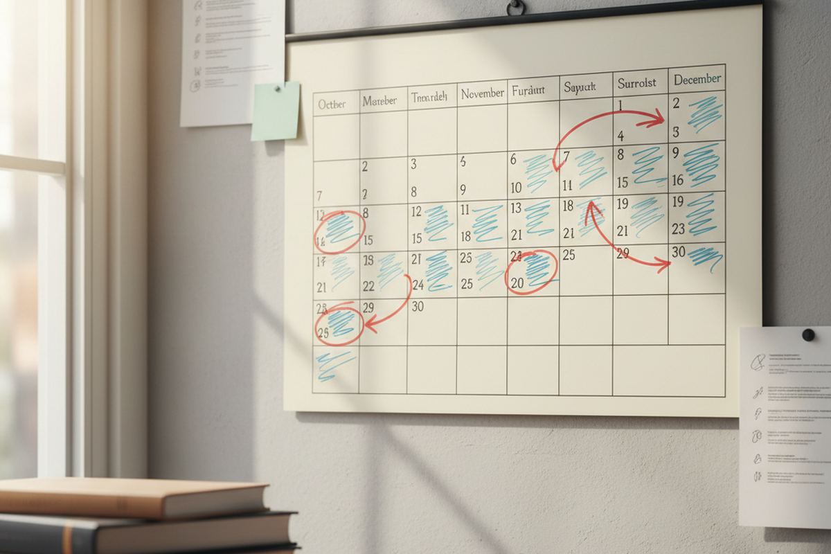 Calendar with scholarship dates