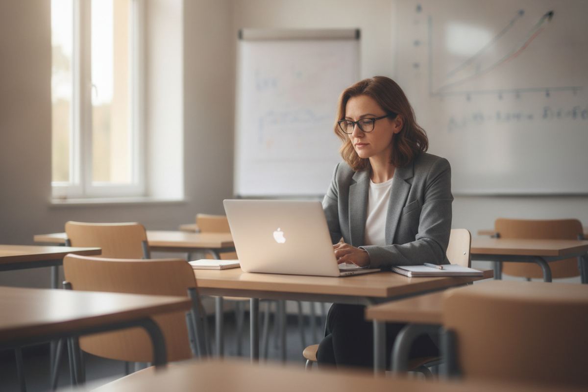 Adult student in a classroom
