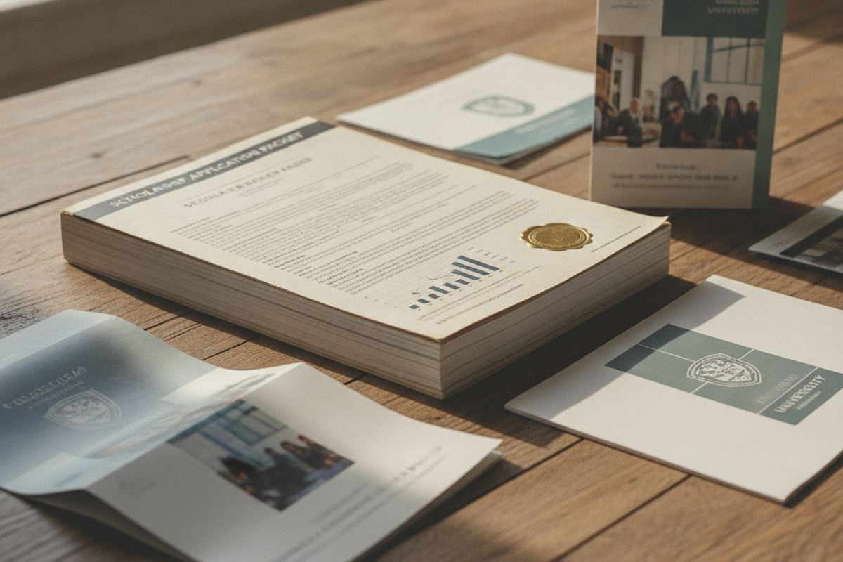 Scholarship packet on a table
