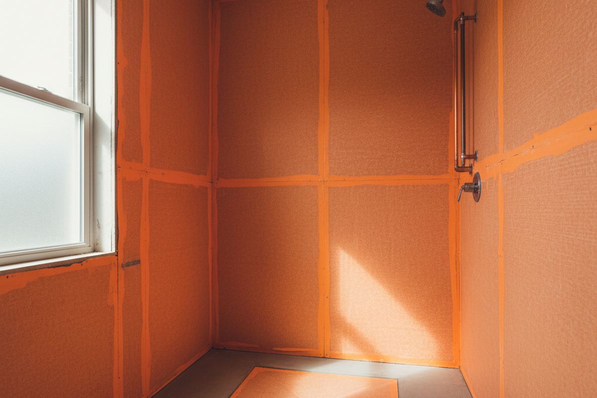 Waterproofing membrane on shower wall