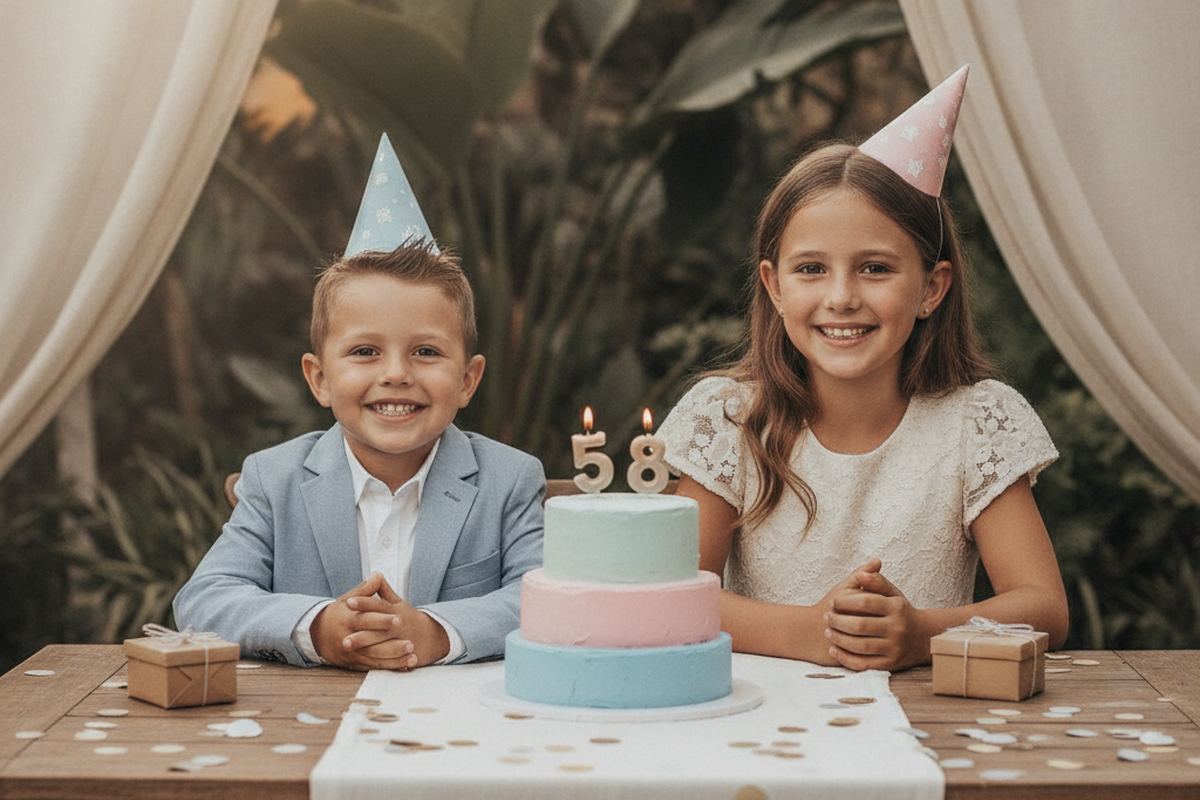 Two siblings at shared party