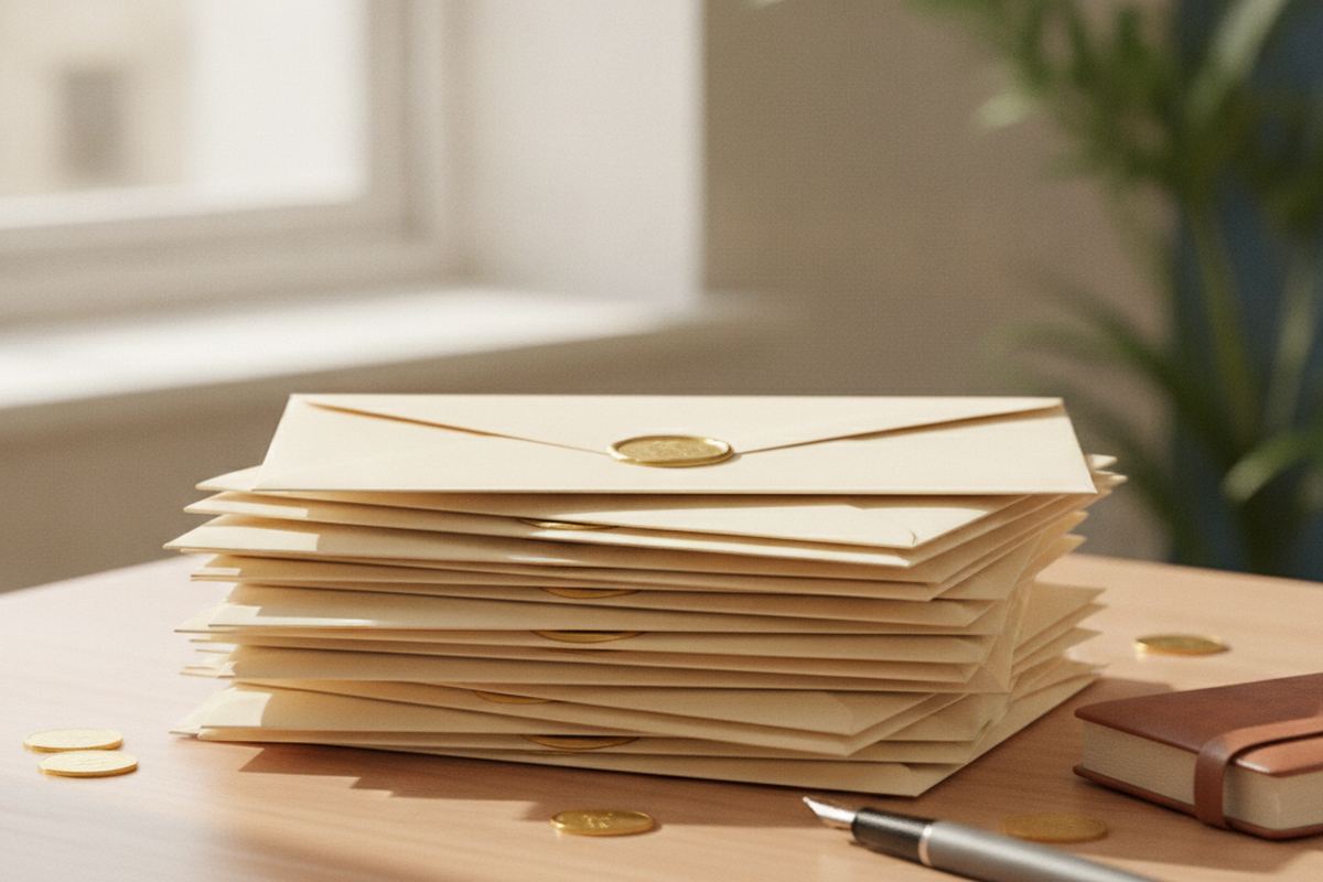 Stack of scholarship envelopes