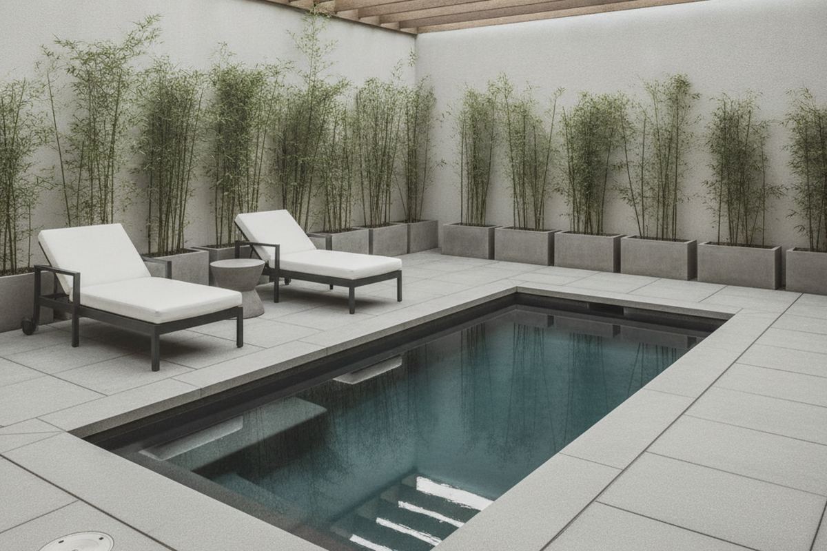 Small plunge pool in modern yard