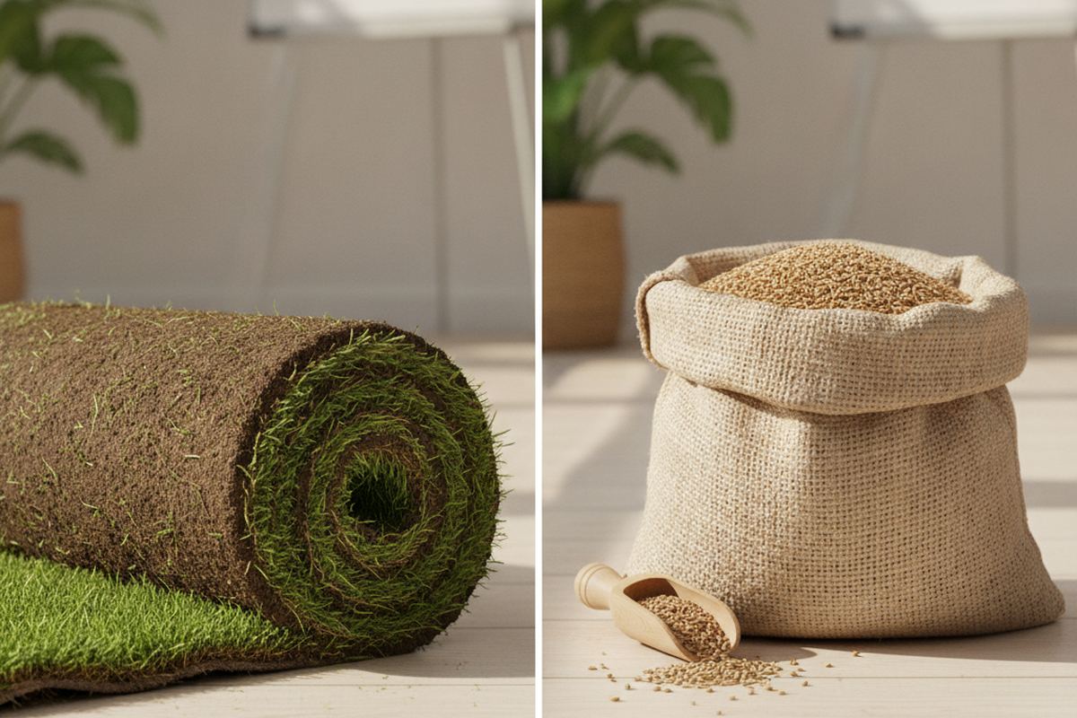 Sod and seed side by side