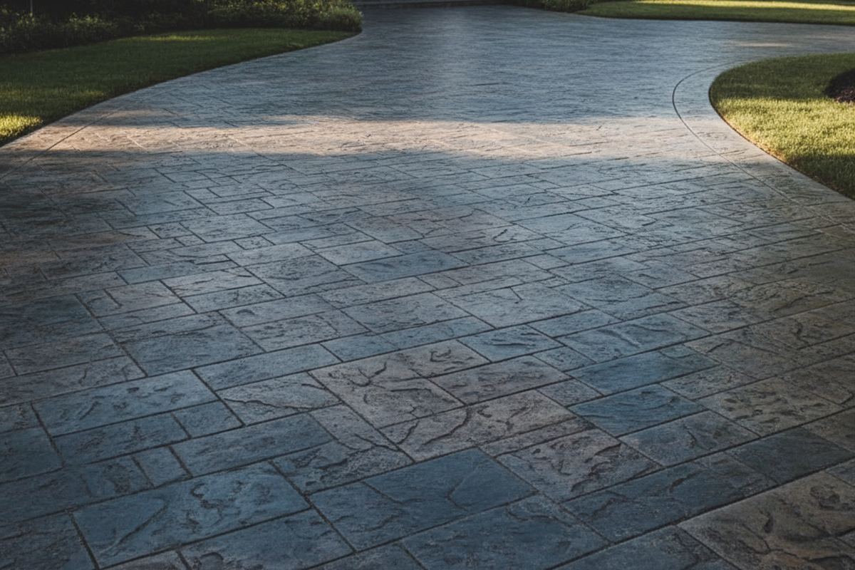 Stamped concrete driveway