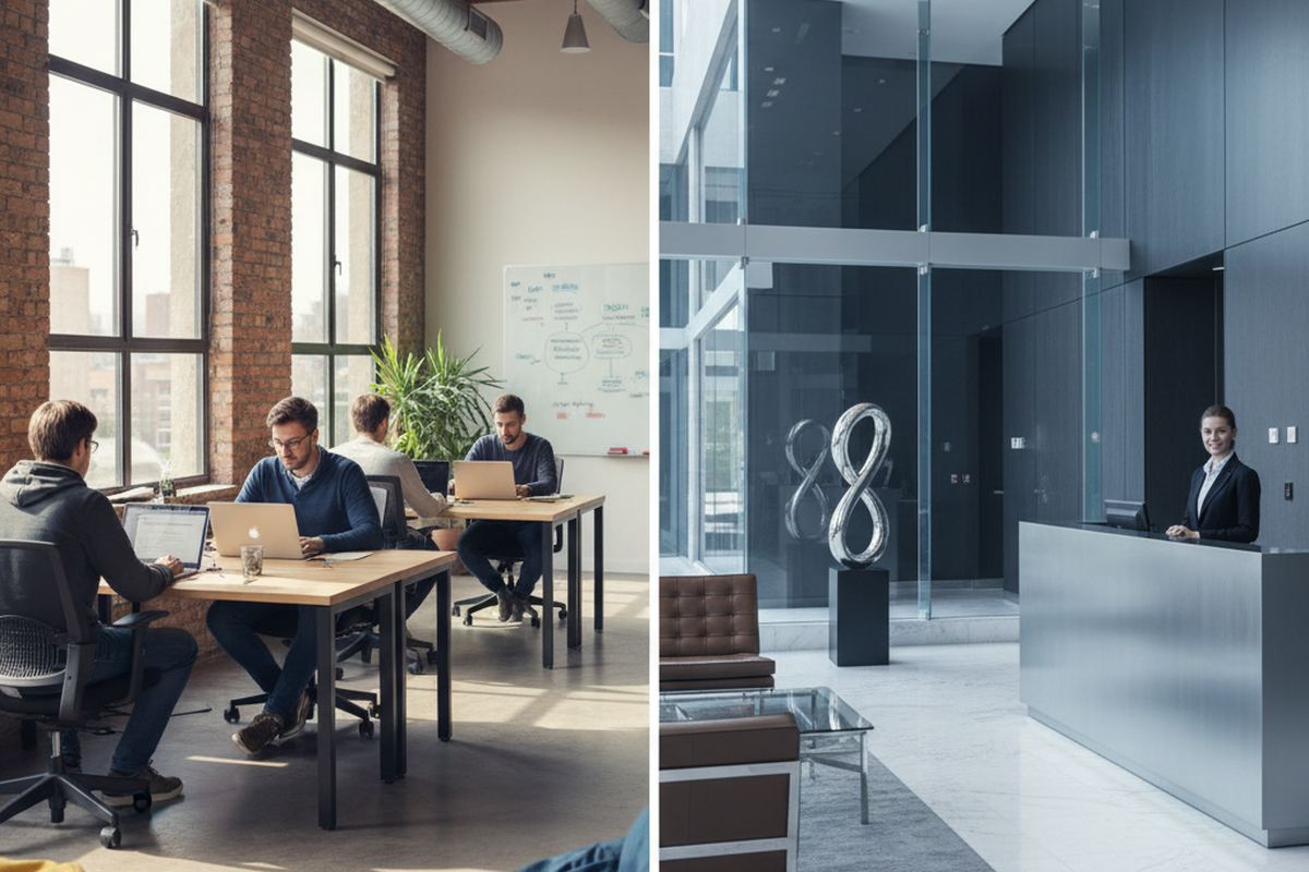 Contrast of startup and corporate office