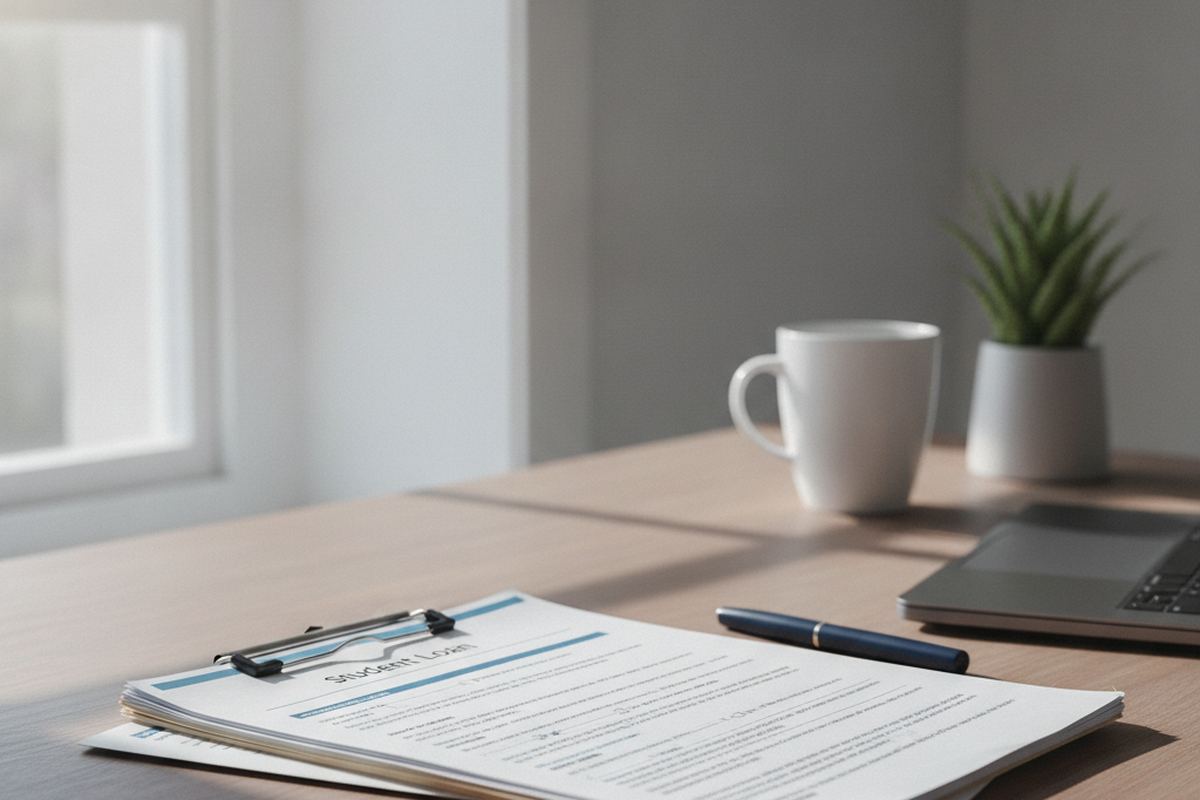 Student loan paperwork on a desk