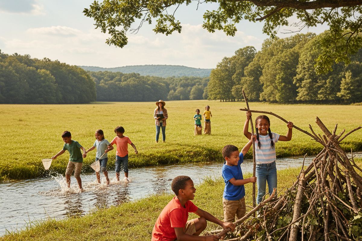 Kids at summer camp activity