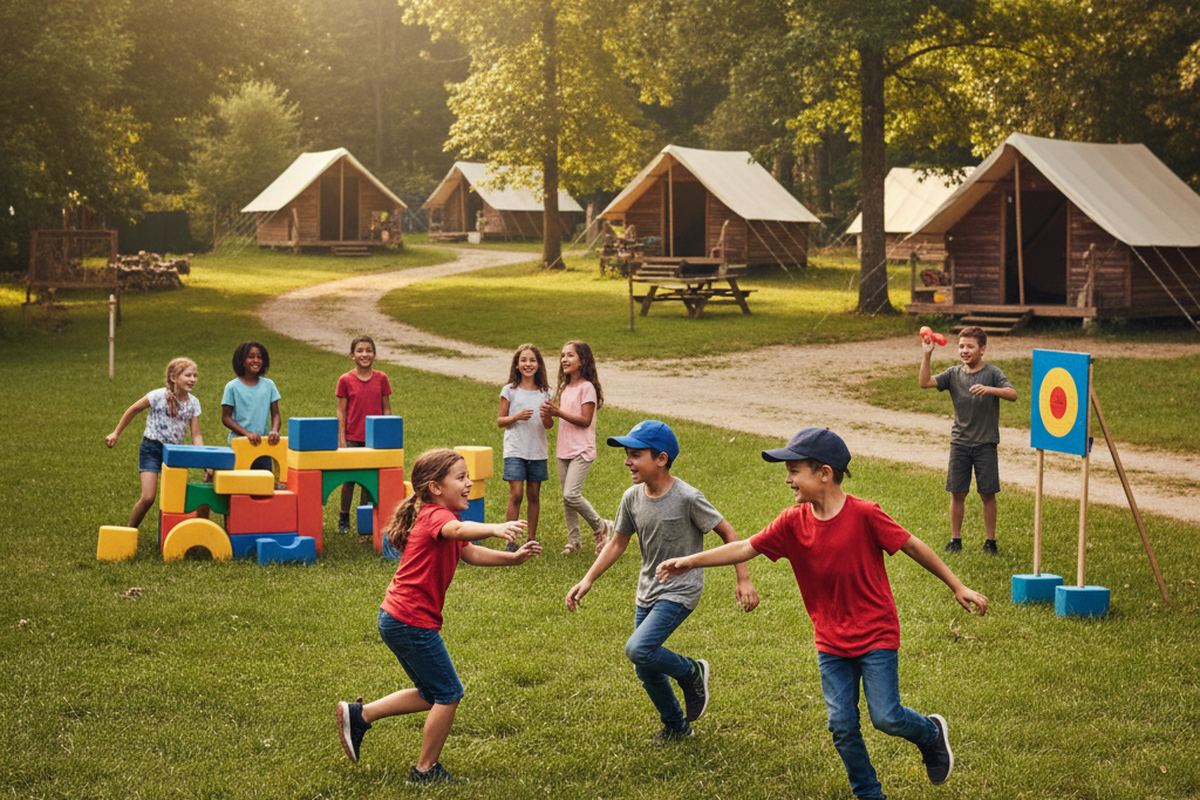 Kids at summer camp playing games