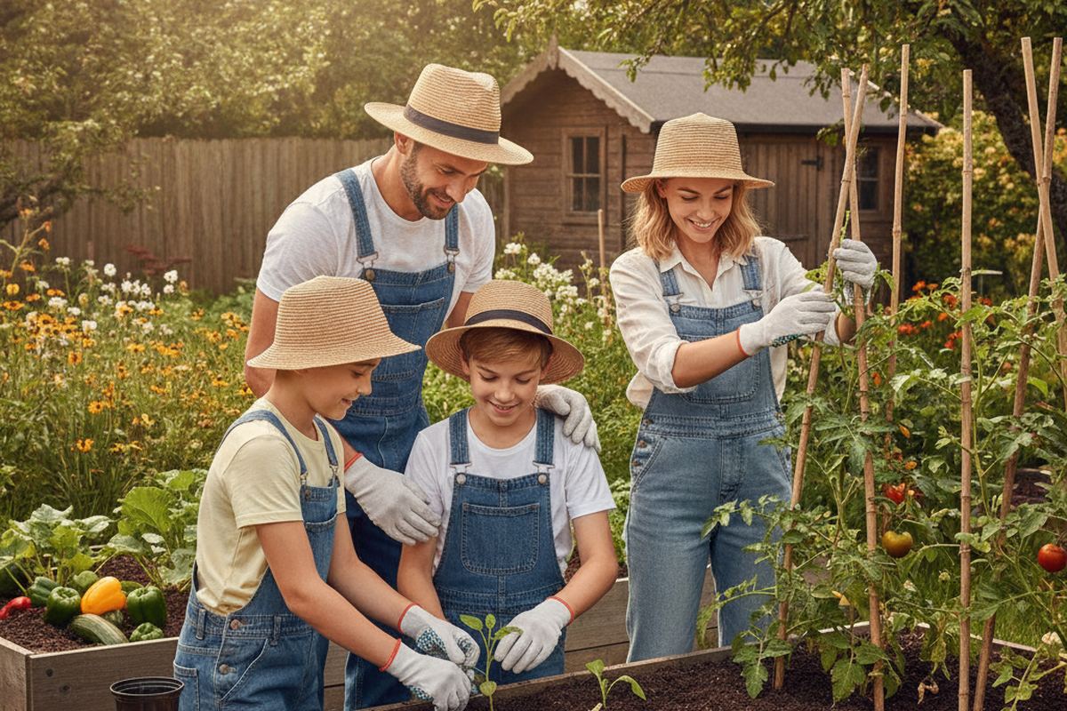 Family gardening together