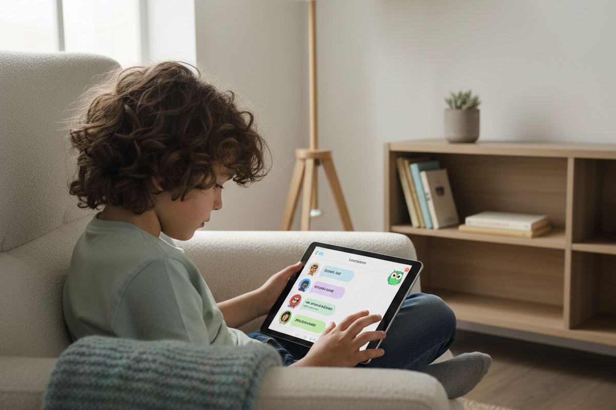 Child using language app
