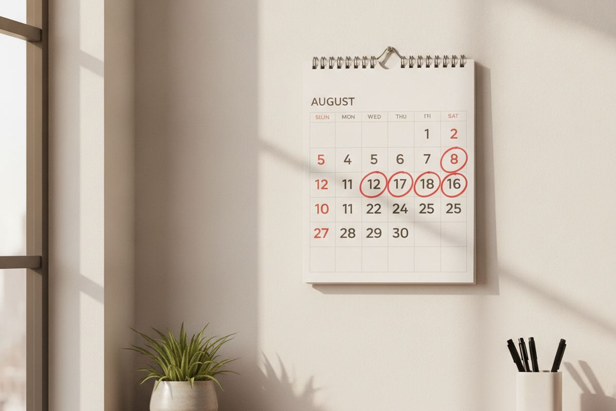 Calendar with PTO days marked
