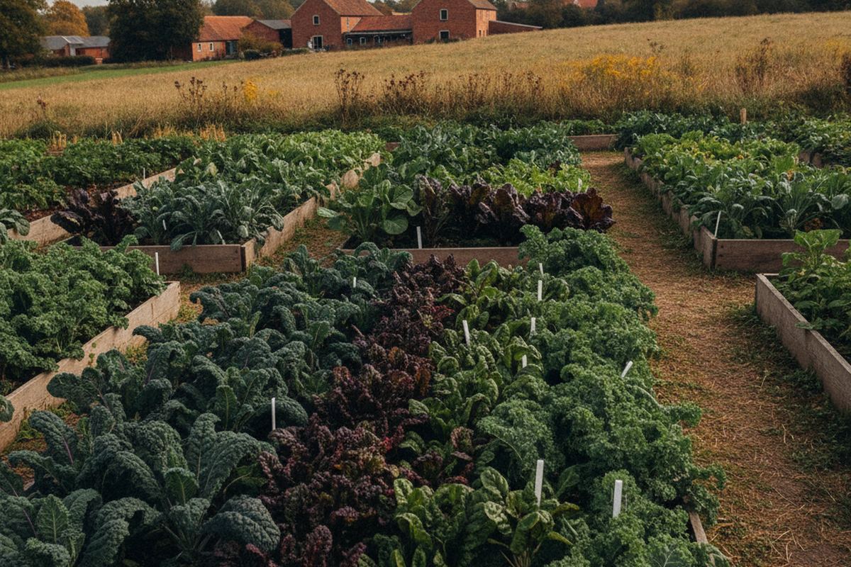Fall garden with kale and greens